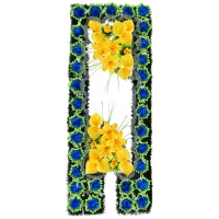 Decorated grave frame made of artificial needles