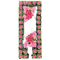 Decorated grave frame made of artificial needles