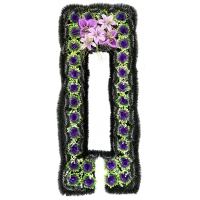 Decorated grave frame made of artificial needles