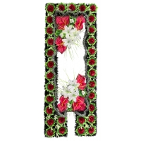 Decorated grave frame made of artificial needles