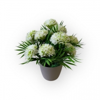 Букет білої айстри пластикової в кашпо