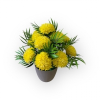 Букет жовтої айстри пластикової в кашпо