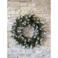 Cast green wreath d-58 cm with a white tip