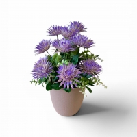 Букет астры пластиковой в кашпо